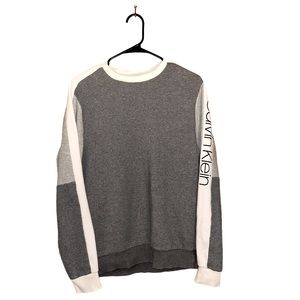 Calvin Klein Jeans Mens Crew Neck Sweatshirt Sweater Medium Gray White